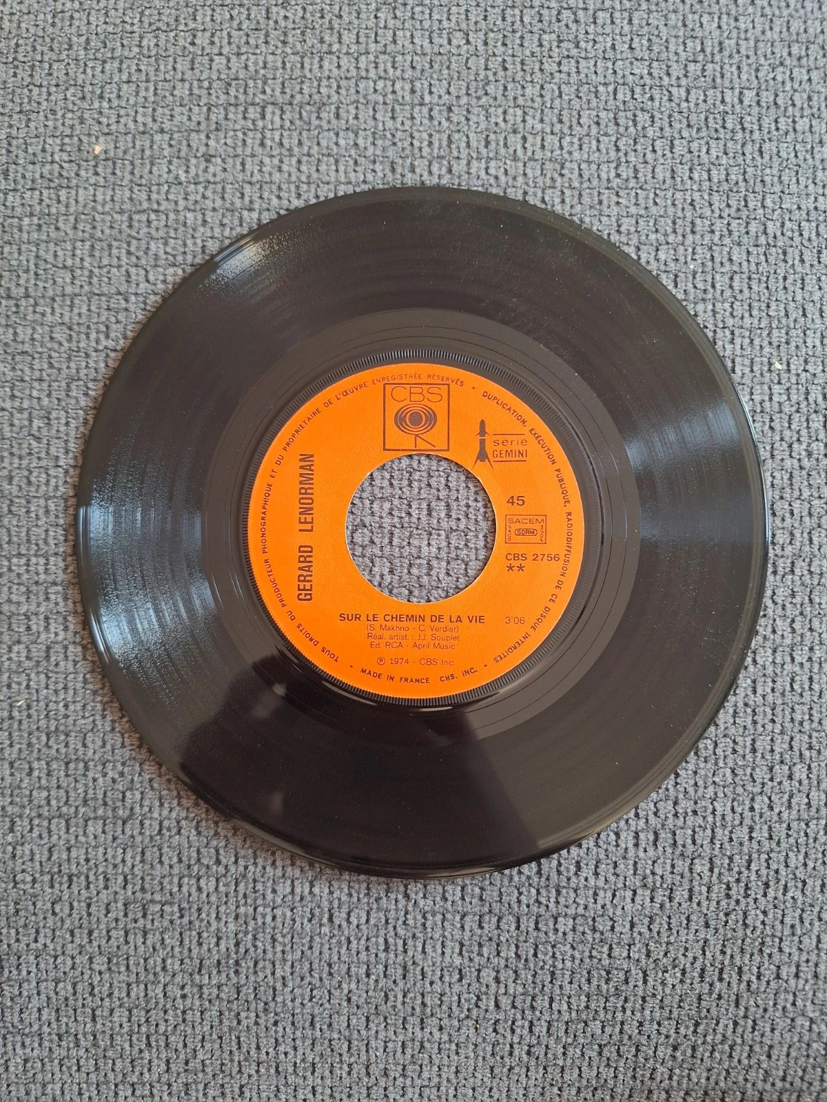 Disco 45T Gérard Lenorman - Je vous écris (1974) – photo 3